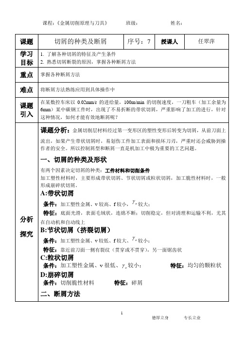 切屑的种类及断屑7