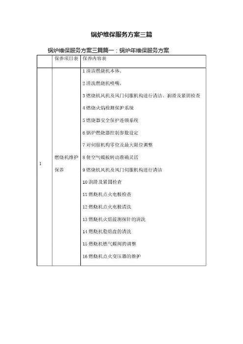 锅炉维保服务方案三篇