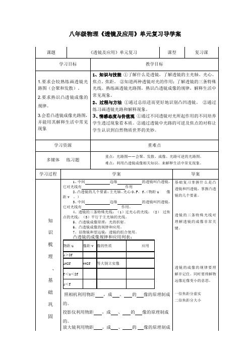 《透镜及应用》单元复习导学案