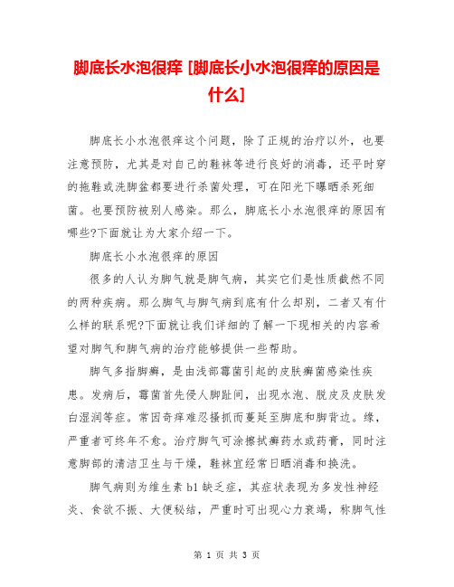 脚底长水泡很痒 [脚底长小水泡很痒的原因是什么] 