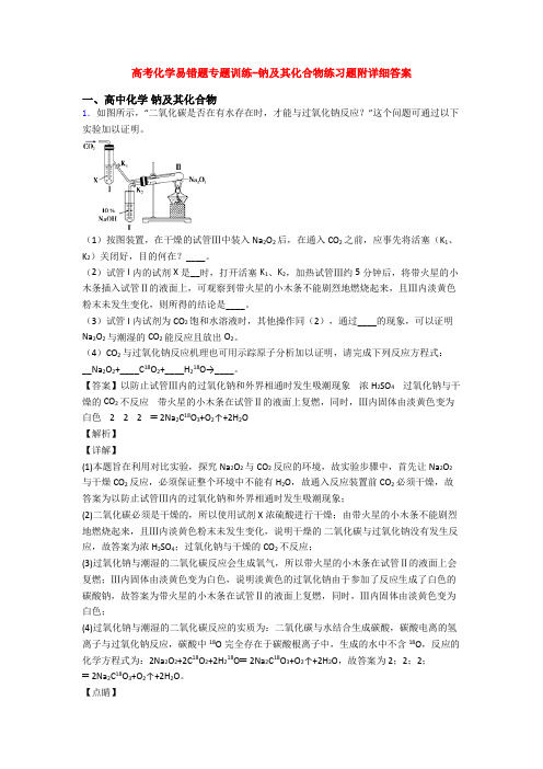 高考化学易错题专题训练-钠及其化合物练习题附详细答案