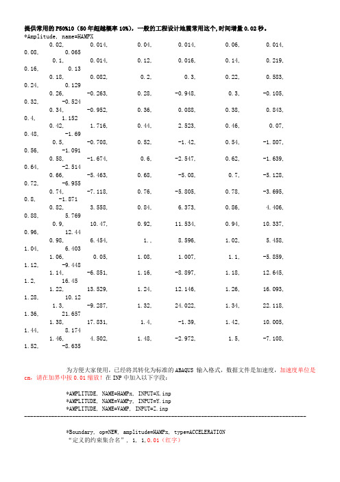 ABAQUS地震波资料