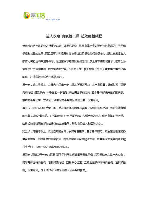 达人攻略 有氧搏击操 超效甩脂减肥