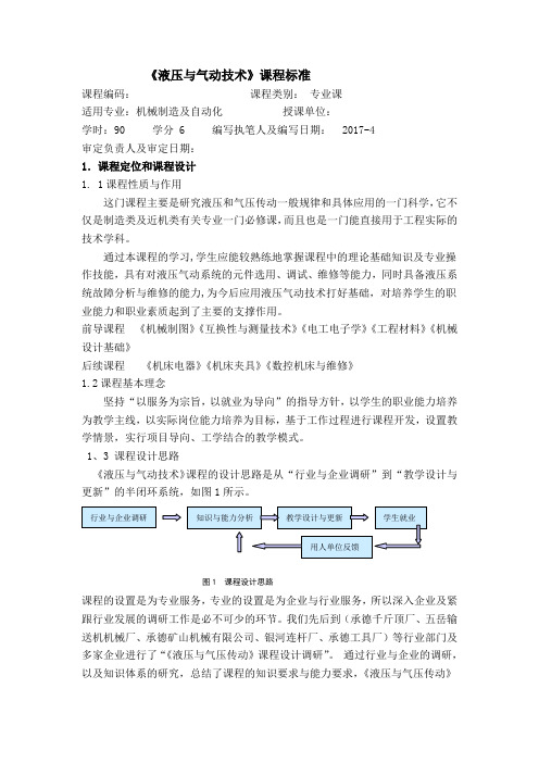 《液压与气动技术》课程标准