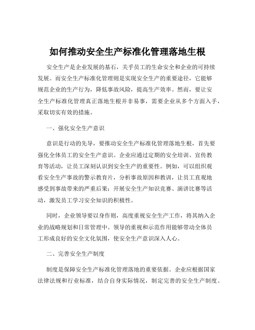 如何推动安全生产标准化管理落地生根