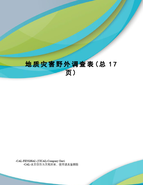 地质灾害野外调查表