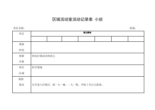 专用活动室活动记录表小班