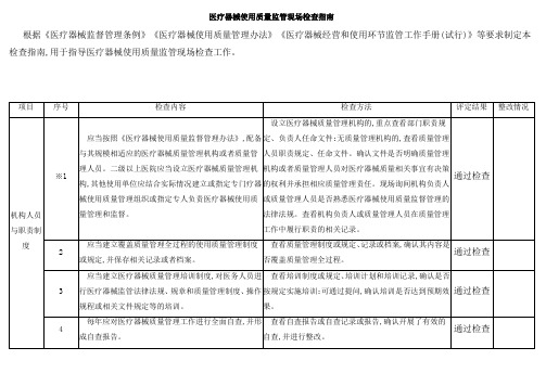 医疗器械使用质量监管现场检查指南