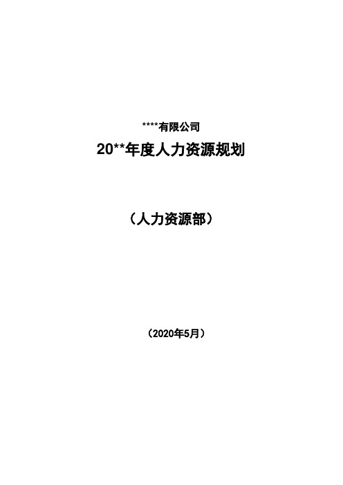 公司2020年度人力资源规划