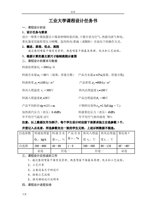 喷雾干燥器设计计算.