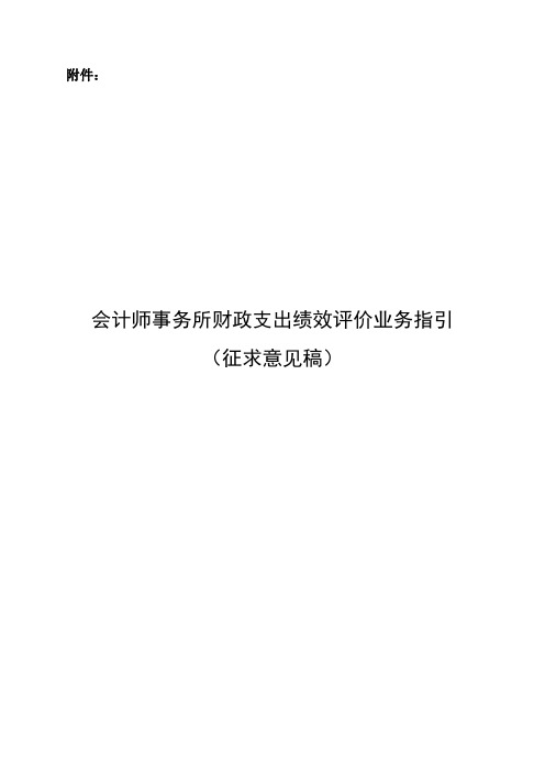 会计事务所财政资金绩效评价业务指引