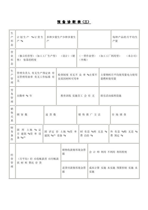 预备诊断表