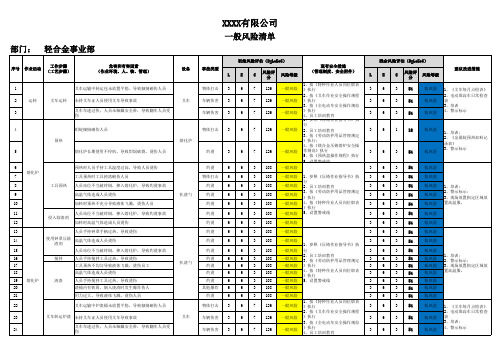 一般风险清单(轻合金事业部)