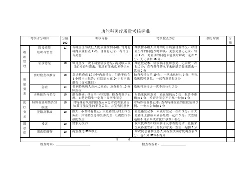 功能检查科医疗质量考核标准