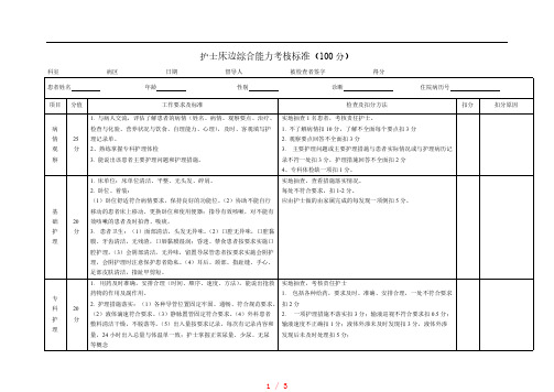 医院护士床边综合能力考核标准[参照]