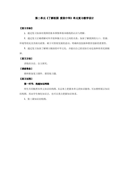 第二单元《了解祖国 爱我中华》单元复习教学设计汇总