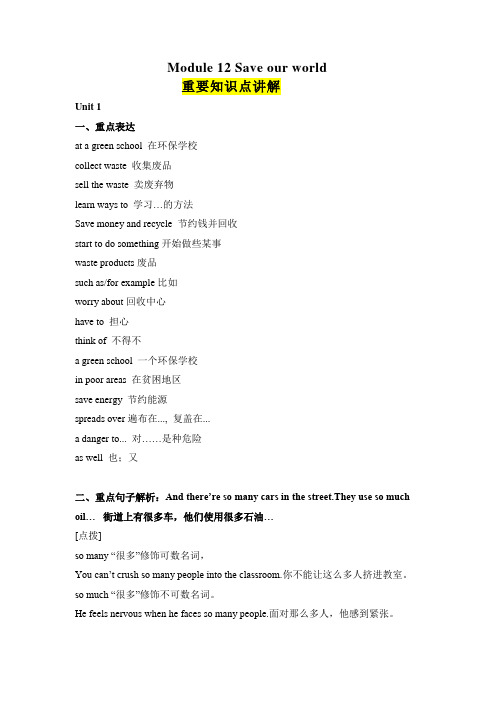 Module 12 重要知识点讲解外研版九年级英语上册