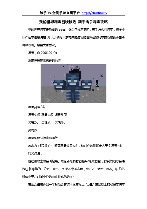 我的世界凋零召唤技巧 新手击杀凋零攻略