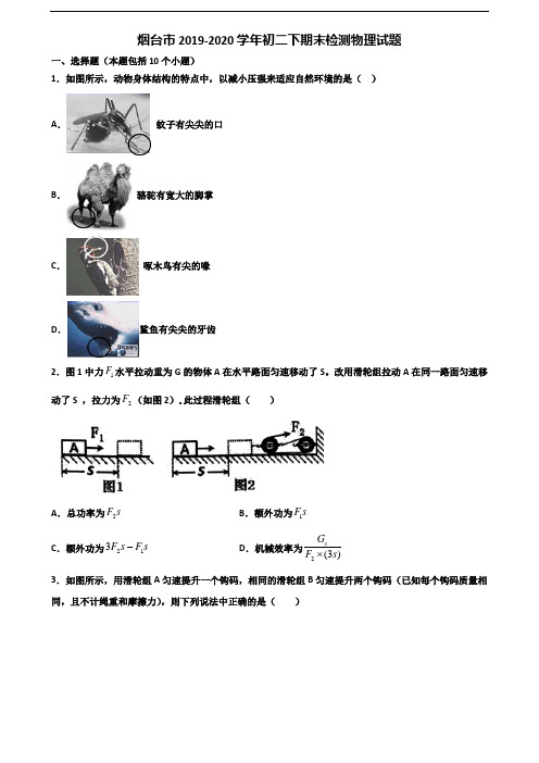 烟台市2019-2020学年初二下期末检测物理试题含解析