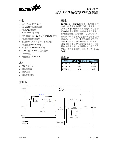 人体感应芯片HT7615v100