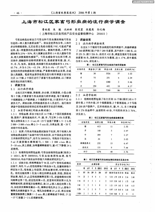 上海市松江区家畜弓形虫病的流行病学调查