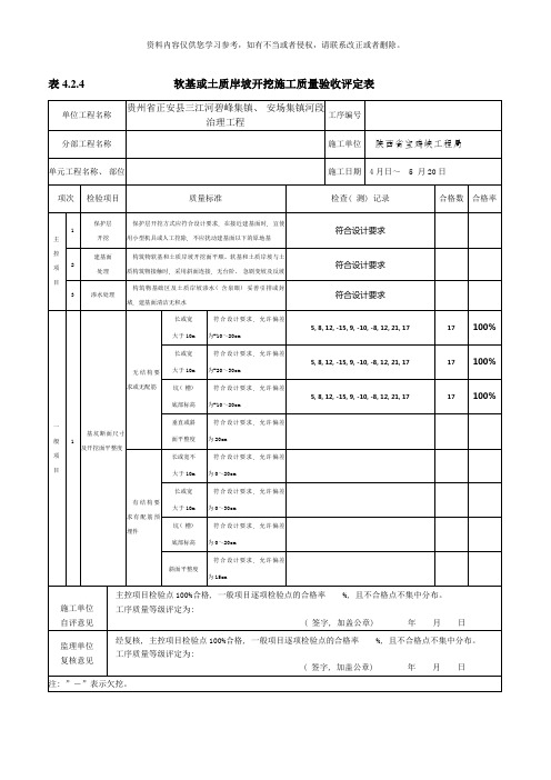 单元工程施工质量验收评定表样本