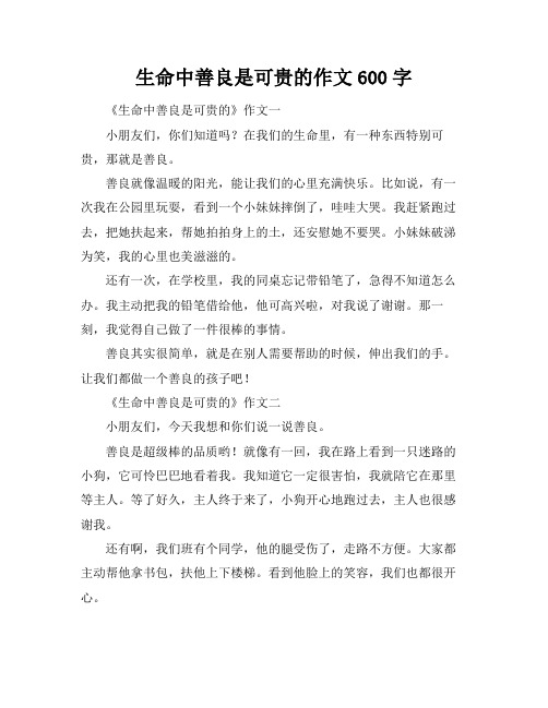 生命中善良是可贵的作文600字