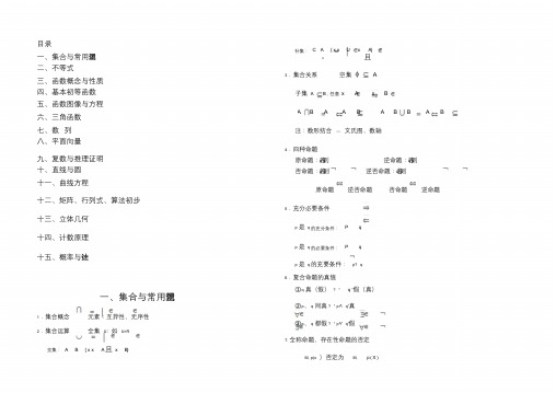 上海教材高中数学知识点总结(最全)