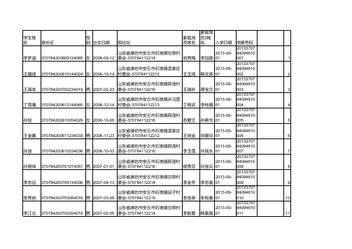 一年级学生信息导出