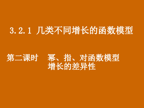 高一数学：3.2.1《幕、指、对函数模型增长的差异性》课件