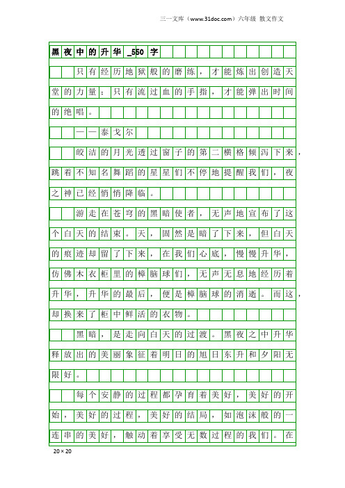 六年级散文作文：黑夜中的升华_550字