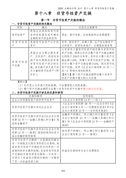 2020注会-会计-讲义-第18章 非货币性资产交换84-85讲