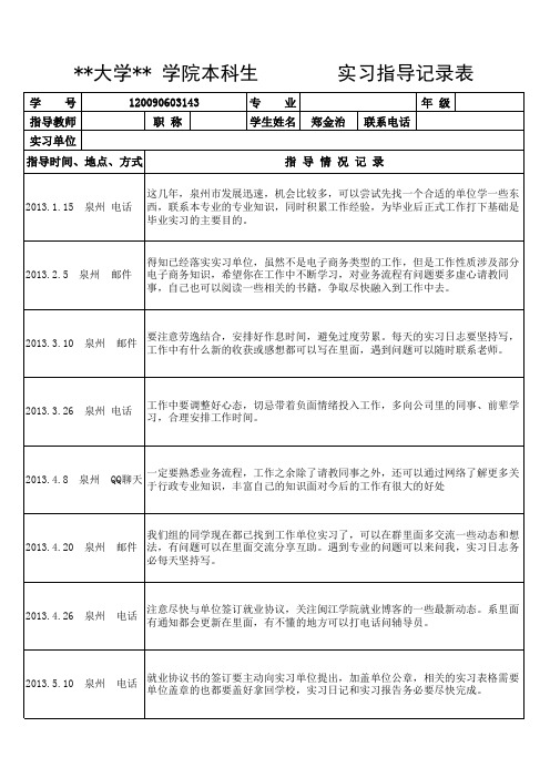 实习指导记录表-本科