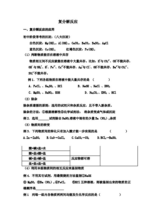 复分解反应应用精讲