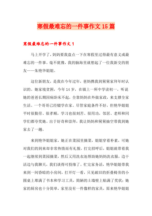 寒假最难忘的一件事作文15篇