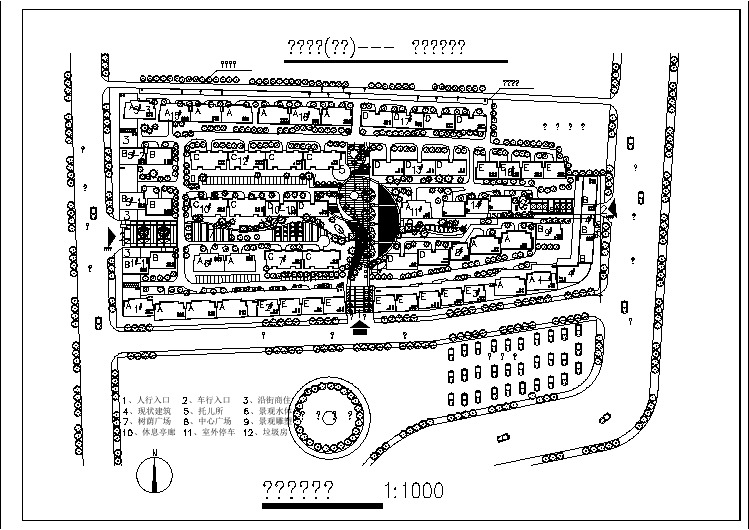 高档花园住宅总平面布置CAD图