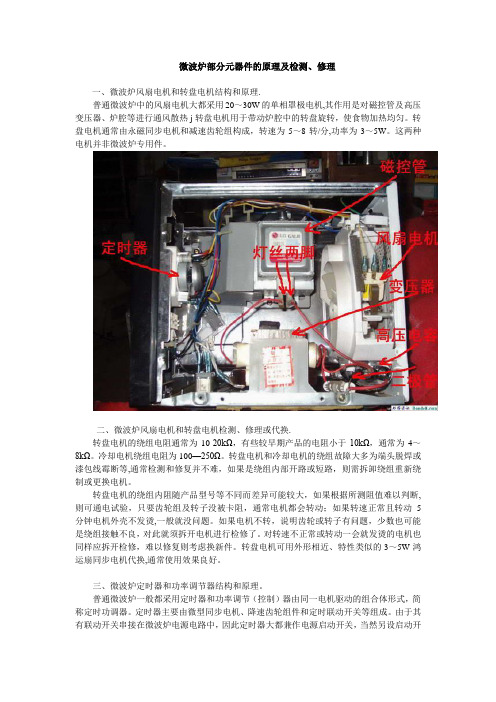 微波炉部分元器件的原理及检测、修理