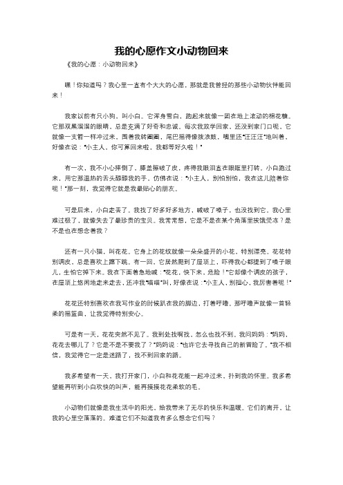 我的心愿作文小动物回来