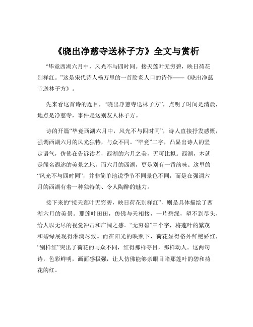 《晓出净慈寺送林子方》全文与赏析