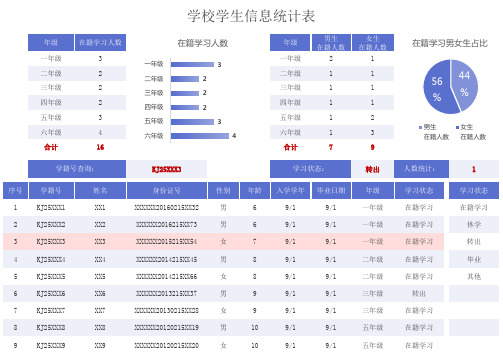 学校学生信息统计表Excel模板