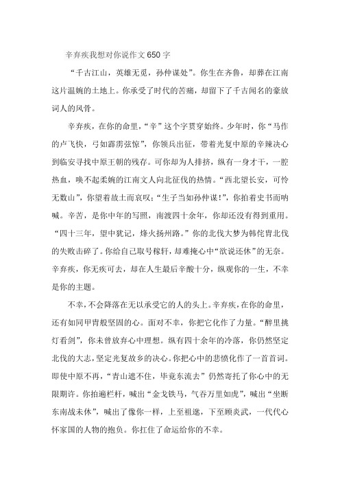 辛弃疾我想对你说作文650字