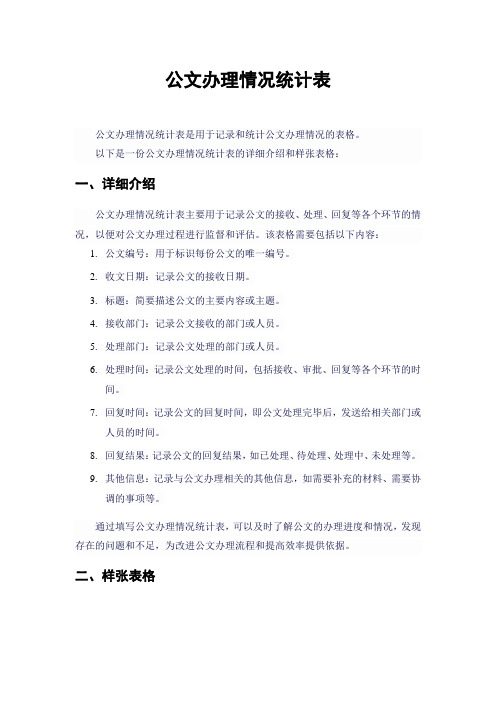 公文办理情况统计表