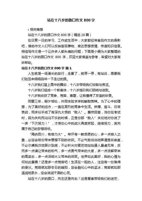 站在十八岁的路口作文800字