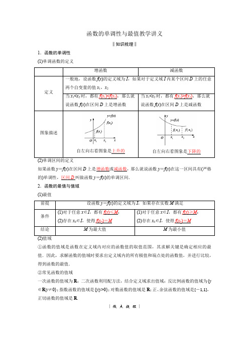 函数的单调性与最值教学讲义