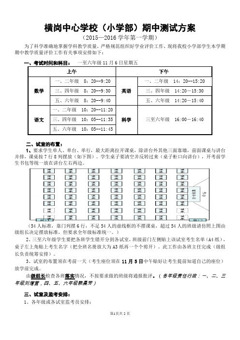 2015-2016学年第一学期期中测试评价方案(已改好)