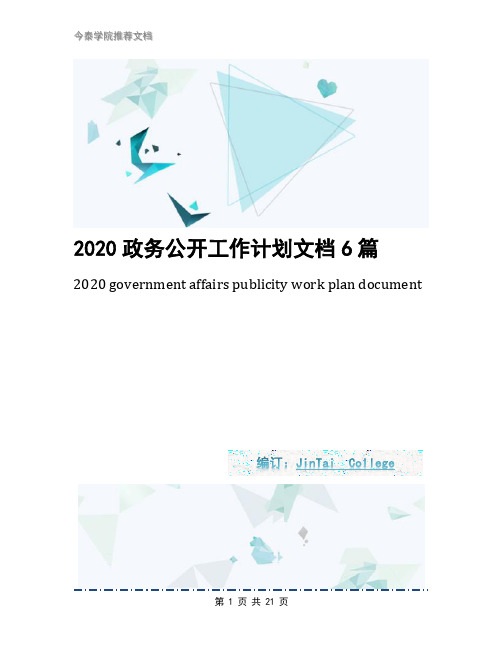 2020政务公开工作计划文档6篇