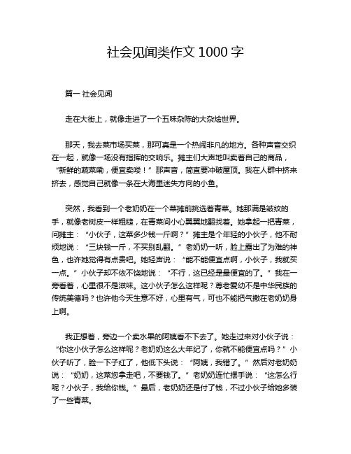 社会见闻类作文1000字