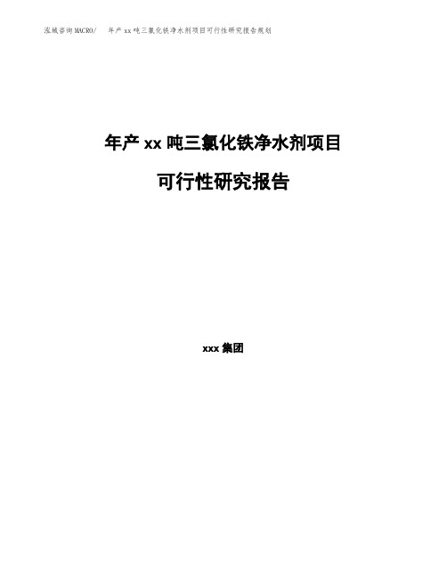 年产xx吨三氯化铁净水剂项目可行性研究报告规划