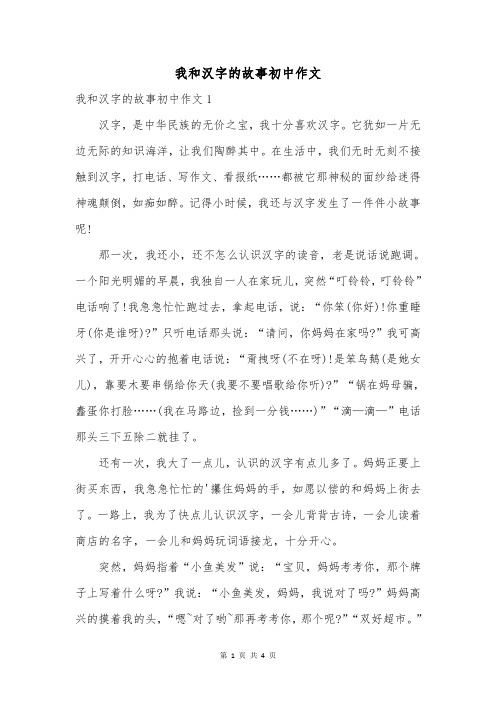 我和汉字的故事初中作文