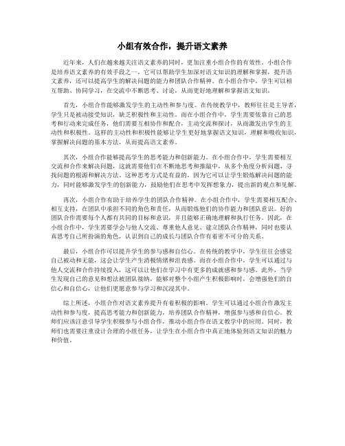 小组有效合作,提升语文素养